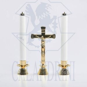 Candeliere conetto con piatto 8 cm., bossolo 32 cm., altezza al piatto 5 cm.