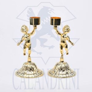 Pair of candlesticks with putti fusion